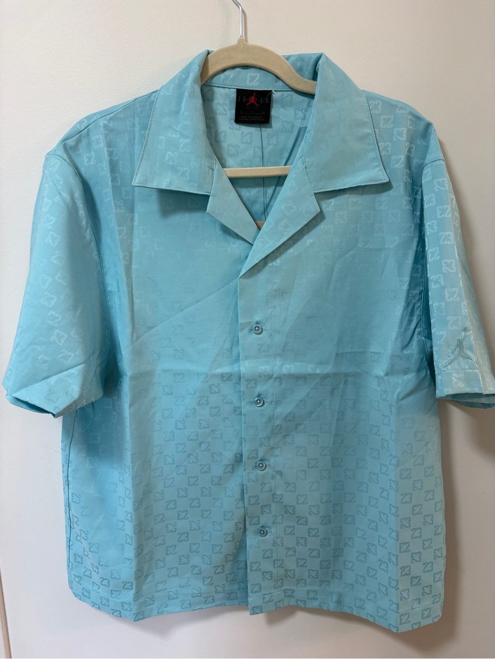 Jordan 23 All Over Print Blue Button Up Shirt Blue Size Small NEW NWT